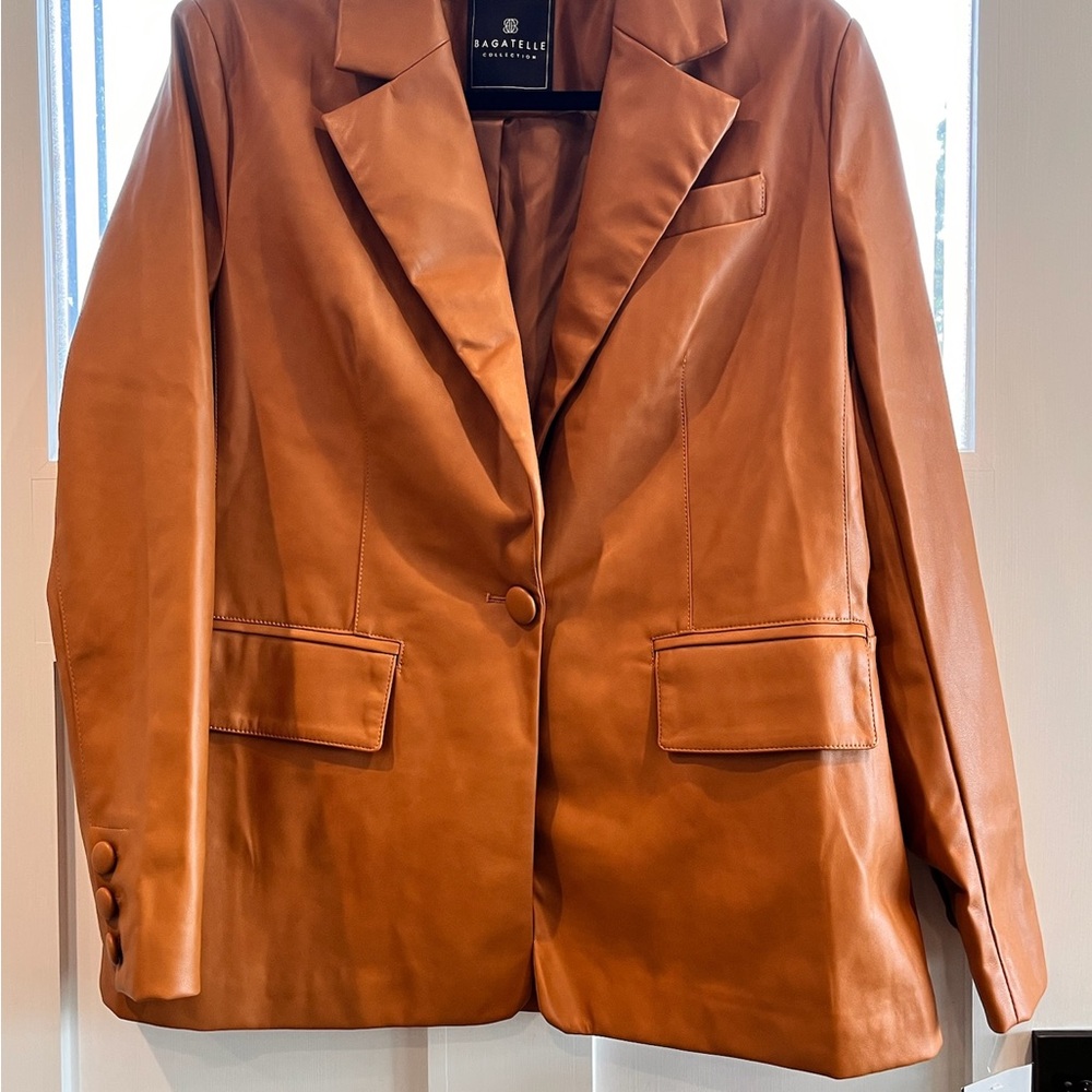 Bagatelle Women's Brown Faux Leather Blazer